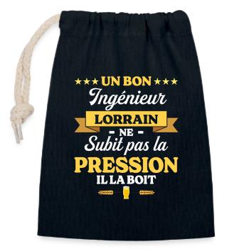 Ingénieur Lorrain Humour Génie - Sac cadeau en coton avec cordon (14 x 20 cm) - bleu marine - Devant