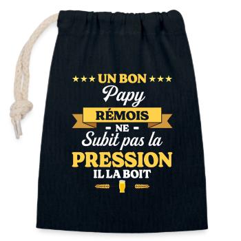 Papy Rémois Grand-Père Humour Papy - Sac cadeau en coton avec cordon (14 x 20 cm) - bleu marine - Devant
