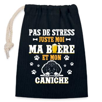 Humour Apéro Bière Papa Chien Caniche - Sac cadeau en coton avec cordon (14 x 20 cm) - bleu marine - Devant