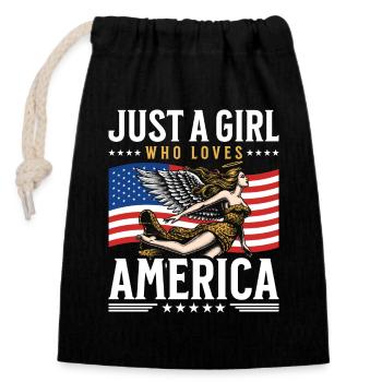 Girl America Unabhängigkeit 4. Juli - Verschließbarer Geschenkbeutel aus Baumwolle (14x20cm) - Schwarz - Vorne