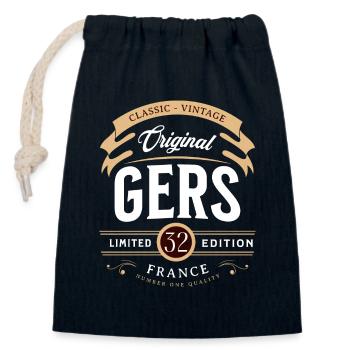 Vintage Gers Département France - Sac cadeau en coton avec cordon (14 x 20 cm) - bleu marine - Devant