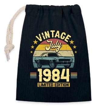 Juillet 1984 Voiture 40ème Anniversaire - Sac cadeau en coton avec cordon (14 x 20 cm) - bleu marine - Devant