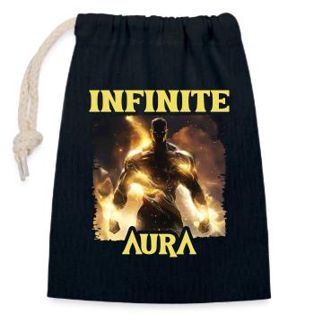 Aura Infinie Points Humour Meme Aura - Sac cadeau en coton avec cordon (14 x 20 cm) - bleu marine - Devant