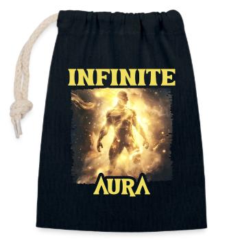 Aura Infinie Points Humour Meme Aura - Sac cadeau en coton avec cordon (14 x 20 cm) - bleu marine - Devant