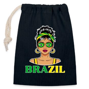 Brazil Flag Brazilian Women - Closable cotton gift bag (14x20cm) - navy - Front
