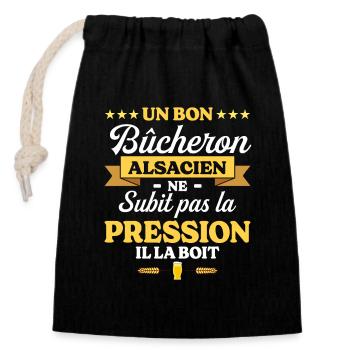 Bûcheron Alsacien Alsace Bûcheron - Sac cadeau en coton avec cordon (14 x 20 cm) - noir - Devant