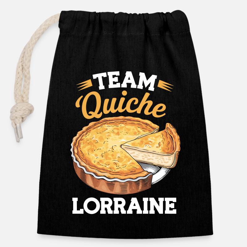 Team quiche lorraine - Sac cadeau en coton avec cordon (14 x 20 cm) - noir