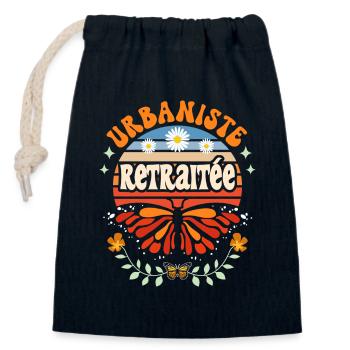 Retro Cadeau Retraite Urbaniste - Sac cadeau en coton avec cordon (14 x 20 cm) - bleu marine - Devant