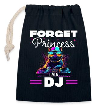 Oublie La Princesse Humour DJ Femme - Sac cadeau en coton avec cordon (14 x 20 cm) - bleu marine - Devant