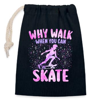 Fille Pratiquante Skate Femme Skateuse - Sac cadeau en coton avec cordon (14 x 20 cm) - bleu marine - Devant