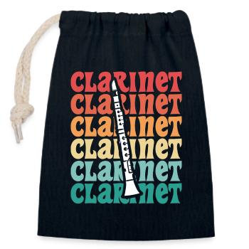 Clarinette Vintage Clarinettiste - Sac cadeau en coton avec cordon (14 x 20 cm) - bleu marine - Devant