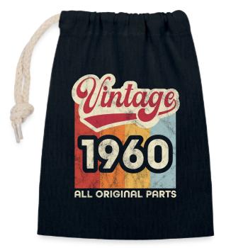 Jahrgang 1960 - Verschließbarer Geschenkbeutel aus Baumwolle (14x20cm) - Navy - Vorne