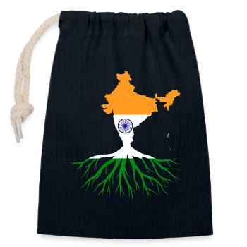 Indische Wurzeln Indische Flagge - Verschließbarer Geschenkbeutel aus Baumwolle (14x20cm) - Navy - Vorne