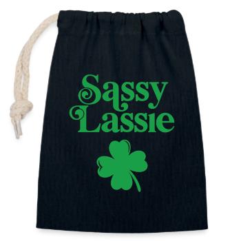 Sassy Lassie - Closable cotton gift bag (14x20cm) - navy - Front