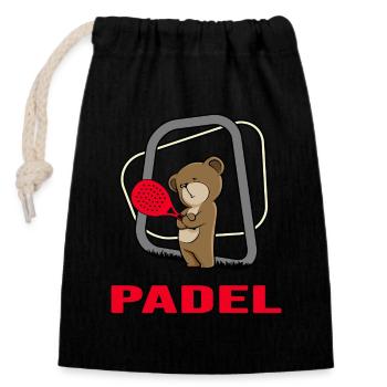 Padel Padeltennis Padel-Bärchen Pagaie - Sac cadeau en coton avec cordon (14 x 20 cm) - noir - Devant