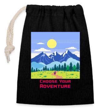 Retro Gaming Adventure - Closable cotton gift bag (14x20cm) - black - Front