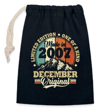 Geburtstagsgeschenk Dezember 2007 Vintage Retro - Verschließbarer Geschenkbeutel aus Baumwolle (14x20cm) - Navy - Vorne