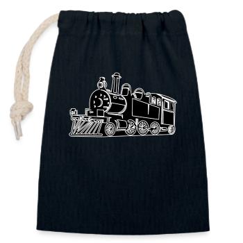 Dampflok – Eleganz auf den Gleisen - Verschließbarer Geschenkbeutel aus Baumwolle (14x20cm) - Navy - Vorne