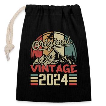 Jahrgang 2024 Retro Geburtstagsgeschenk geboren im Jahr 2024 - Verschließbarer Geschenkbeutel aus Baumwolle (14x20cm) - Schwarz - Vorne