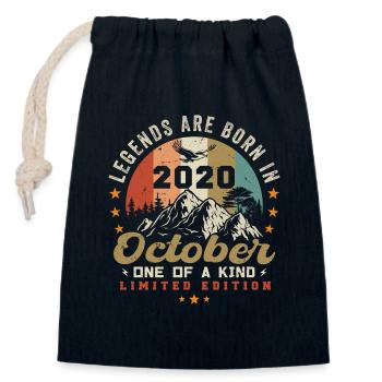 Octobre 2020 - Anniversaire en Octobre 2020 - Sac cadeau en coton avec cordon (14 x 20 cm) - bleu marine - Devant