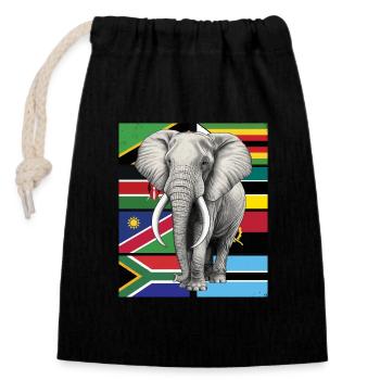 Drapeaux éléphants d’Afrique - Sac cadeau en coton avec cordon (14 x 20 cm) - noir - Devant