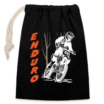 Enduro Motocross - Verschließbarer Geschenkbeutel aus Baumwolle (14x20cm) - Schwarz - Vorne