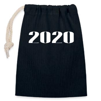 2020 - Cadeau né en 2020 - Sac cadeau en coton avec cordon (14 x 20 cm) - bleu marine - Devant