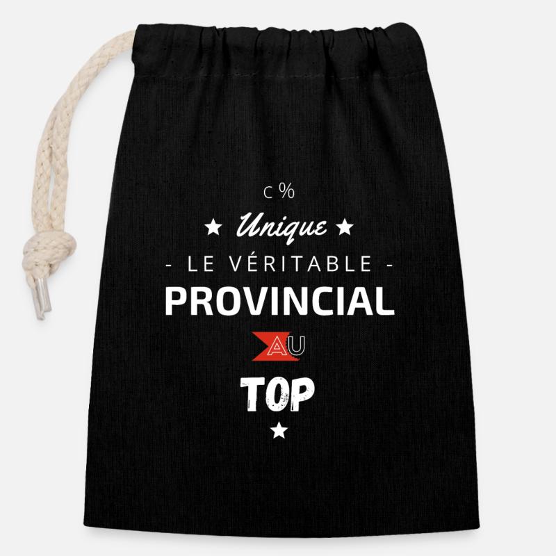 Le véritable provincial au top - Sac cadeau en coton avec cordon (14 x 20 cm) - noir