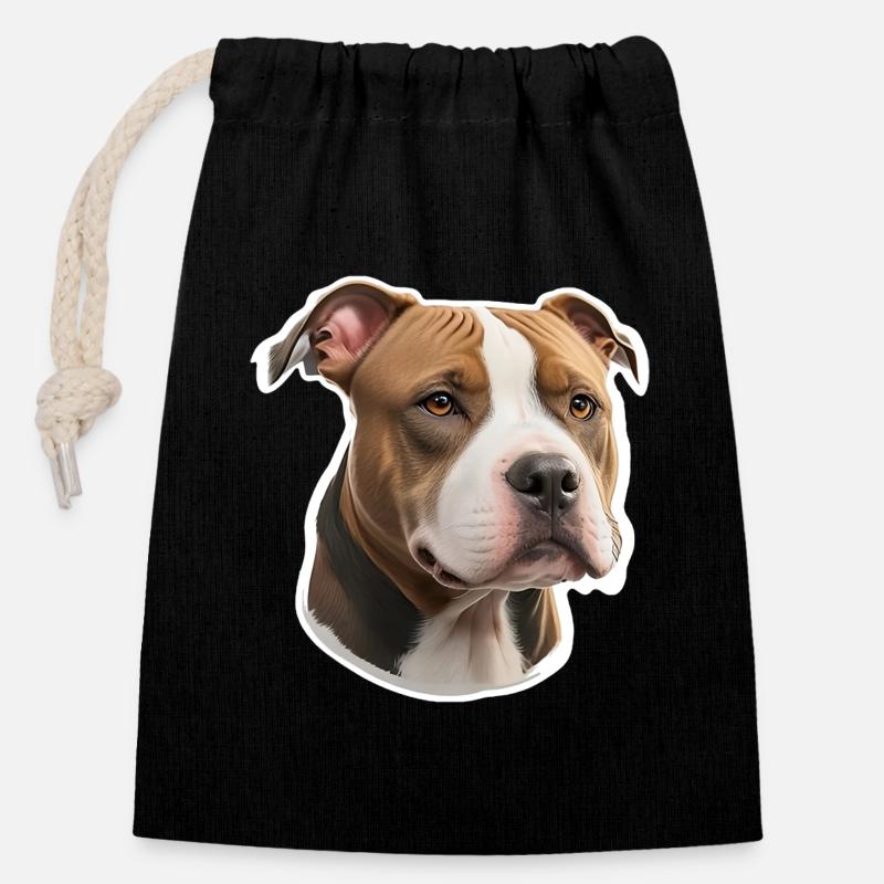 American Stafford Terrier - Verschließbarer Geschenkbeutel aus Baumwolle (14x20cm) - Schwarz