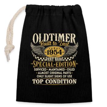 Oldtimer 1954 Jahrgang geboren Geburtstag Geschenk - Verschließbarer Geschenkbeutel aus Baumwolle (14x20cm) - Schwarz - Vorne