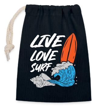 Live Love Surfing - Verschließbarer Geschenkbeutel aus Baumwolle (14x20cm) - Navy - Vorne
