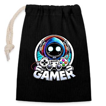 Gamer Gamepad Alien Graffiti Gaming - raffstaff ® - Closable cotton gift bag (14x20cm) - black - Front