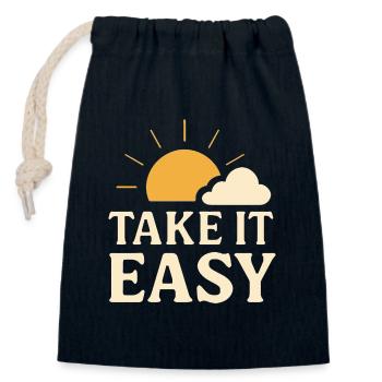 Take It Easy Vintage Sun Design - Closable cotton gift bag (14x20cm) - navy - Front