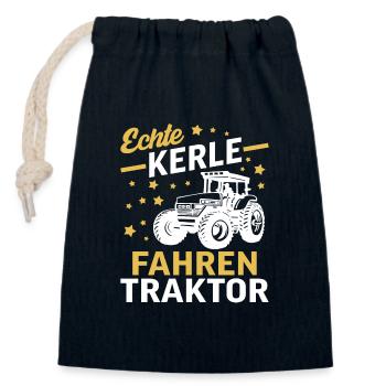 echte kerle fahren traktor geschenk landwirt bauer - Verschließbarer Geschenkbeutel aus Baumwolle (14x20cm) - Navy - Vorne
