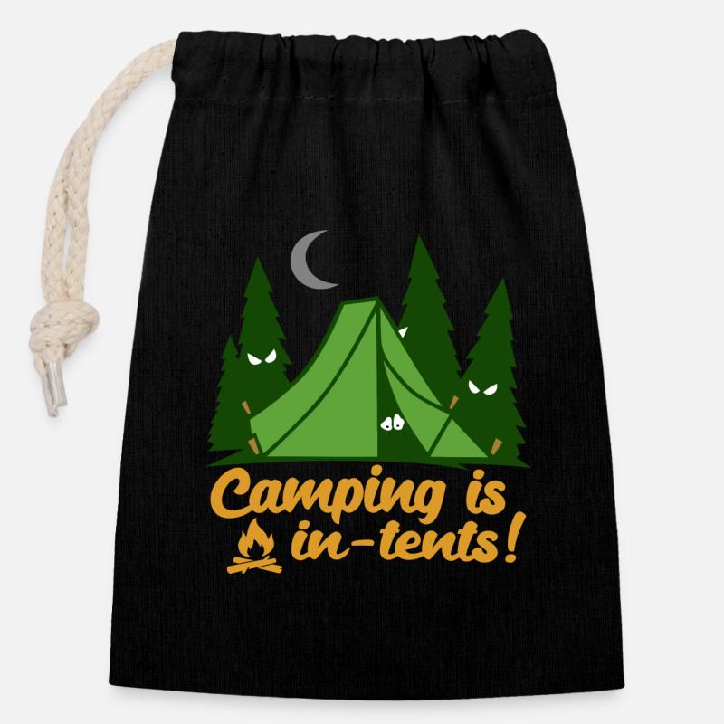 Camping Is In Tents Funny - Closable cotton gift bag (14x20cm) - black