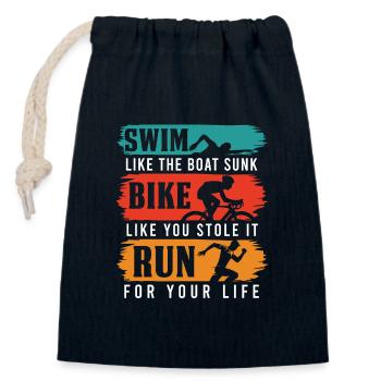 Triathlon Triathlet Geschenk - Verschließbarer Geschenkbeutel aus Baumwolle (14x20cm) - Navy - Vorne