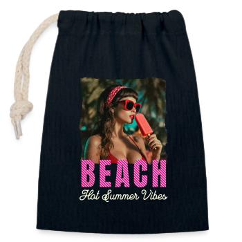 Beach Retro Look Summer Rockabilly Pin-up Girl - Closable cotton gift bag (14x20cm) - navy - Front