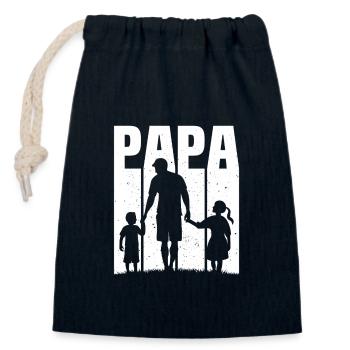 Father and daughter Father and son - Closable cotton gift bag (14x20cm) - navy - Front