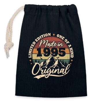 1995 Vintage Retro Birthday Gift 28 Years - Closable cotton gift bag (14x20cm) - navy - Front