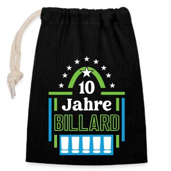 Billard Jubiläum 10 Jahre Trainer Spieler Jubi - Verschließbarer Geschenkbeutel aus Baumwolle (14x20cm) - Schwarz - Vorne
