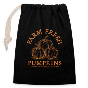 Kürbisse pflücken Farm Fresh Pumpkins Feld Garten - Verschließbarer Geschenkbeutel aus Baumwolle (14x20cm) - Schwarz - Vorne