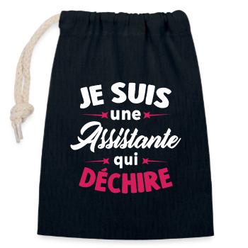 Je suis une assistante qui déchire - Sac cadeau en coton avec cordon (14 x 20 cm) - bleu marine - Devant
