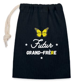 Futur Grand père - Sac cadeau en coton avec cordon (14 x 20 cm) - bleu marine - Devant