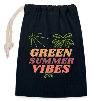 Green Summer Vibrations, nachhaltiger Sommer - Verschließbarer Geschenkbeutel aus Baumwolle (14x20cm) - Navy - Vorne