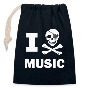 I Piratenmusik - Verschließbarer Geschenkbeutel aus Baumwolle (14x20cm) - Navy - Vorne