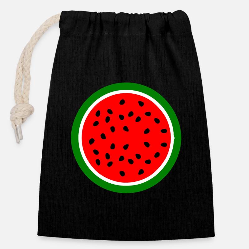 Wassermelone Melone - Verschließbarer Geschenkbeutel aus Baumwolle (14x20cm) - Schwarz