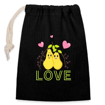 Poires jaunes mignonnes - Sac cadeau en coton avec cordon (14 x 20 cm) - noir - Devant