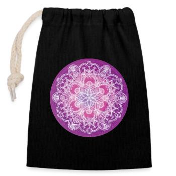 Mandala Amethyst – Intuition & innere Klarheit - Verschließbarer Geschenkbeutel aus Baumwolle (14x20cm) - Schwarz - Vorne