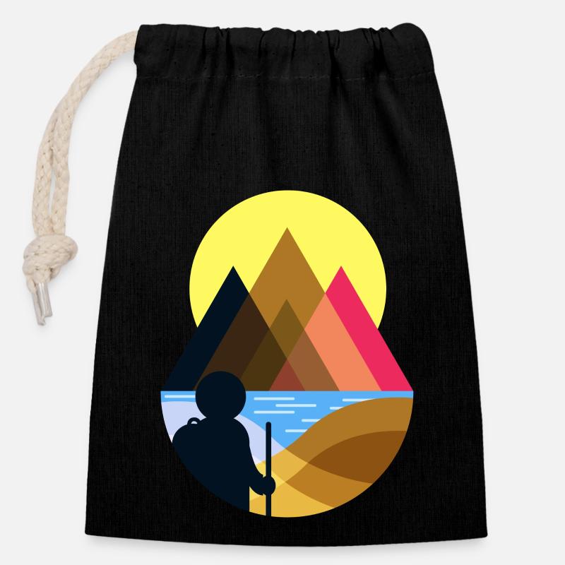 Hike Minimalism - Closable cotton gift bag (14x20cm) - black