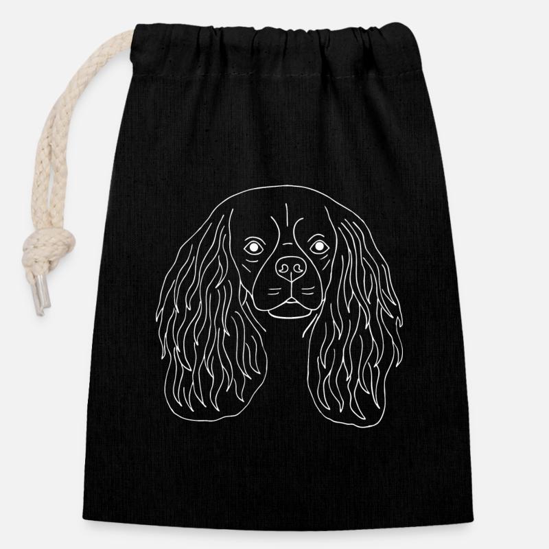 Cavalier King Charles Spaniel - Verschließbarer Geschenkbeutel aus Baumwolle (14x20cm) - Schwarz